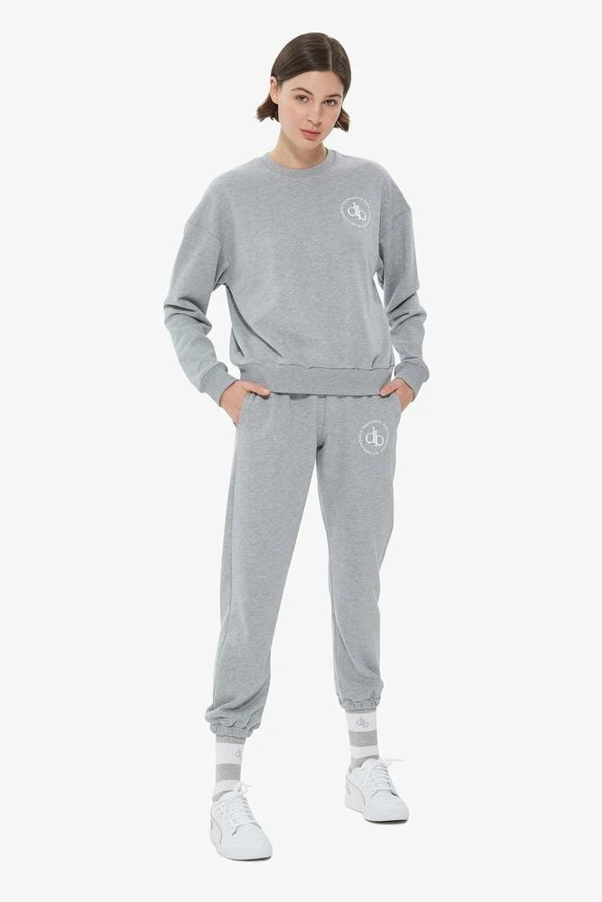 Sweatshirt Gri Bisiklet Yaka Basic Sweatshirt