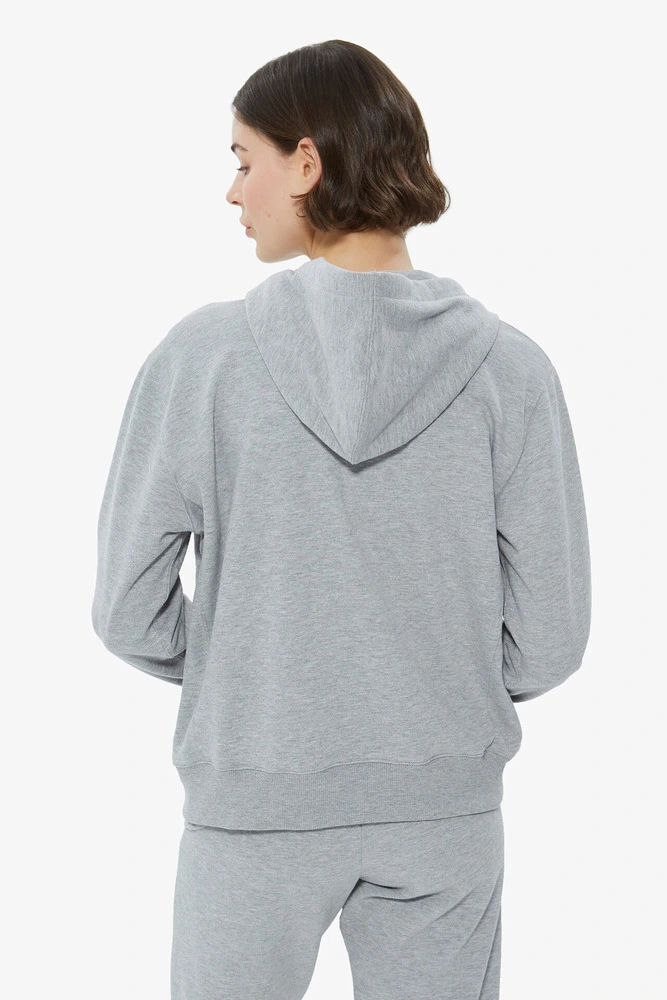 Sweatshirt Gri Kapüşonlu Fermuarlı Sweatshirt