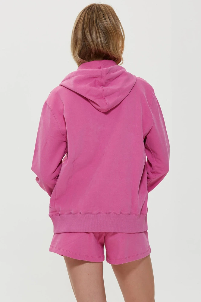 Sweatshirt Pembe Kapüşonlu Fermuarlı Sweatshirt