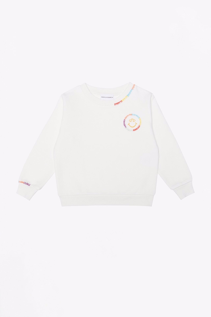 Sweatshirt Gülen Yüz Nakışlı Sweatshirt