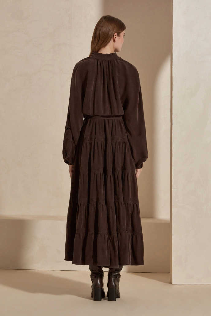 Elbise Pansy Nakışlı Elbise