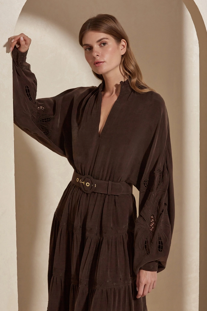 Elbise Pansy Nakışlı Elbise