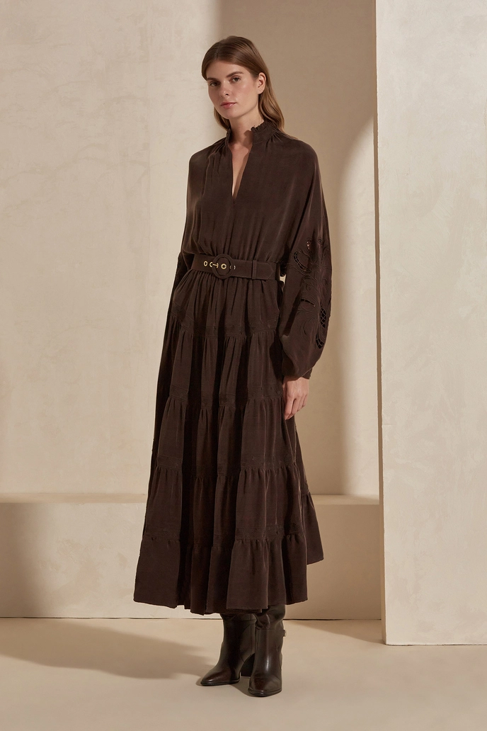 Elbise Pansy Nakışlı Elbise