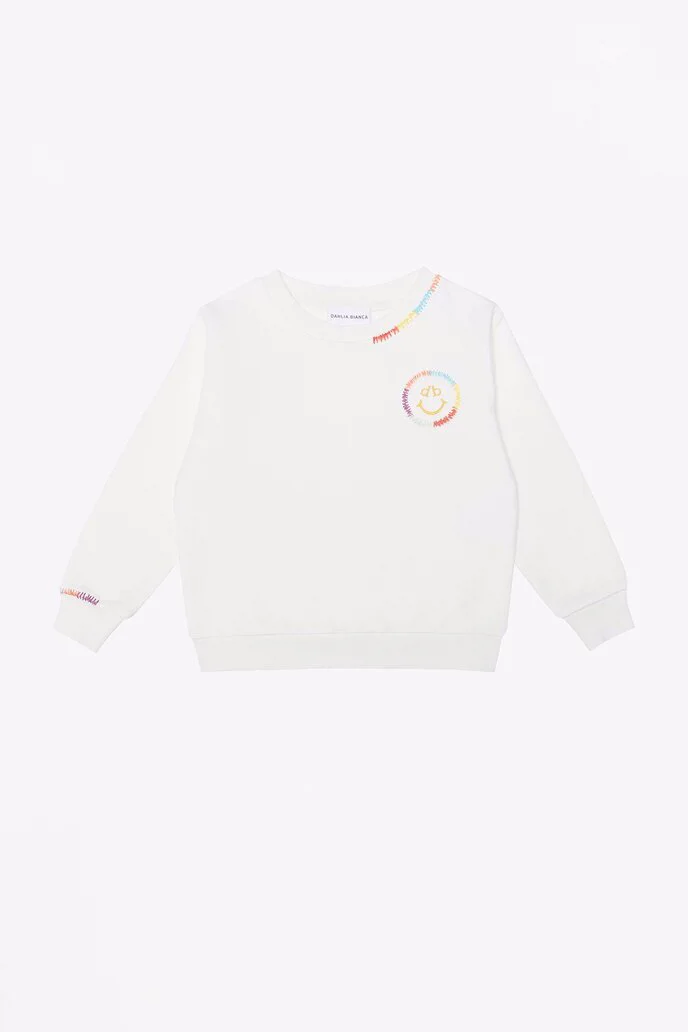 Sweatshirt Gülen Yüz Nakışlı Sweatshirt