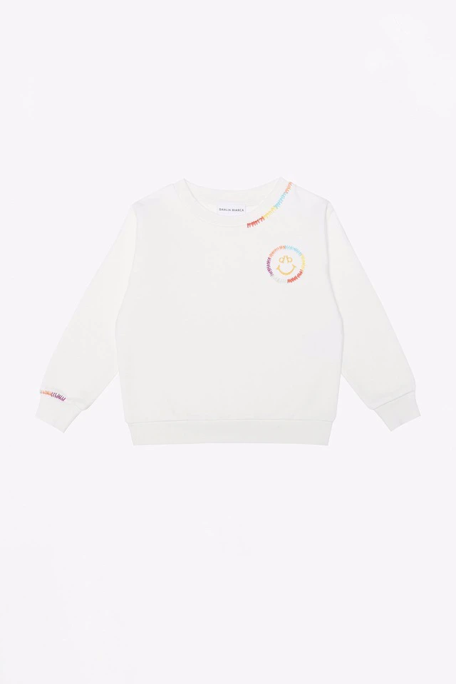 Sweatshirt Gülen Yüz Nakışlı Sweatshirt